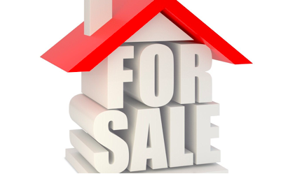 animated block letters of the words 'for sale' with red roof on top