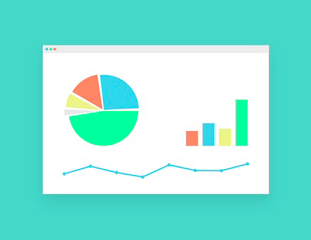animated graphic of pie chart and bar graph