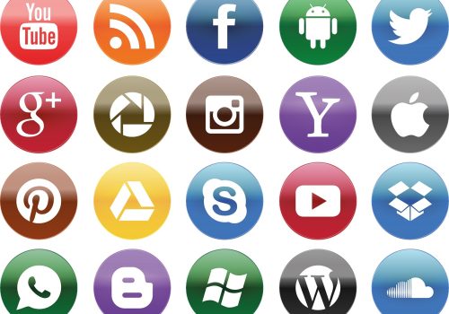 animated graphic of 20 social platform icons